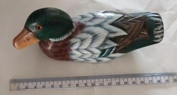 VINTAGE MET HAND BESCHILDERDE EEND IN HOUT (WOERD) beschikbaar voor biedingen