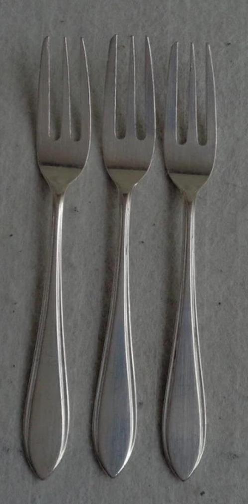 Zilverstad 3x taartvork 12,3cm verzilverd puntfilet set, Huis en Inrichting, Keuken | Bestek, Zo goed als nieuw, Verzenden