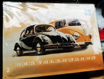 Volkswagen kever + t1 bus oldtimer  blikken plaat 40x30 cm  beschikbaar voor biedingen