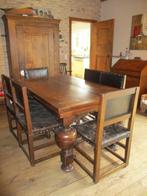 oude eiken bolpoottafel met 6 stoelen, Antiek en Kunst, Ophalen