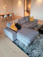 L-zetel 3-zit grijs met chaise longue, Huis en Inrichting, Ophalen, Gebruikt, Stof