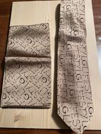 Cos$mo stropdas + pochet , 100% zijde (nieuw), Beige, Nieuw, Ophalen of Verzenden, Met patroon