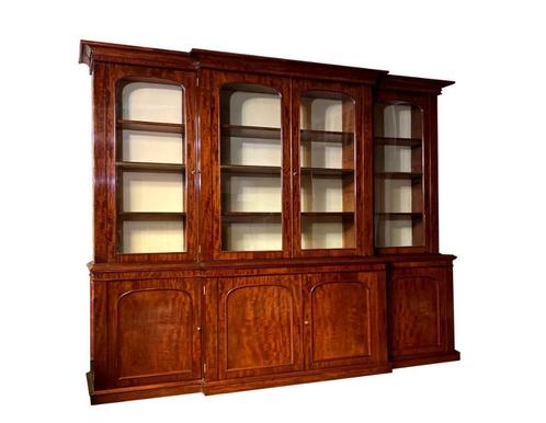 Mahoniehouten boekenkast met veer, Huis en Inrichting, Kasten | Boekenkasten, Zo goed als nieuw, 200 cm of meer, 200 cm of meer