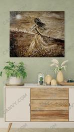 Groot schilderij met warme bruintinten Mk Art, Antiek en Kunst, Ophalen