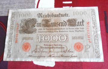 billet de banque - Allemand - 1000 mark 1910 disponible aux enchères