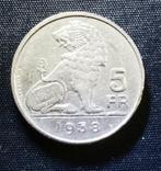 5 frank FR/VL 1938, pos. B (kroontje) - Leopold III, Postzegels en Munten, Munten | België, Verzenden, Losse munt