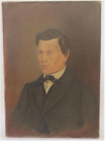 antiek portret heer 1870 laat Biedermeier schilderij beschikbaar voor biedingen