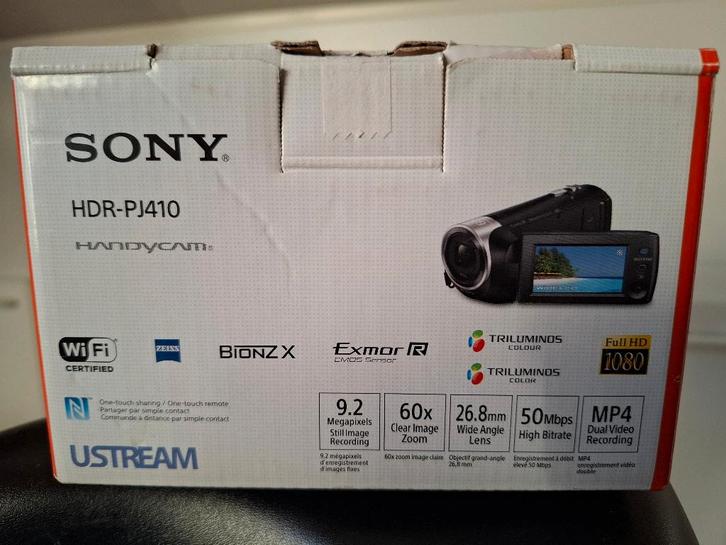 Sony HDR-PJ410 + 3 batterijen en lader + draagtas, TV, Hi-fi & Vidéo, Caméscopes numériques, Comme neuf, Caméra, Autres types
