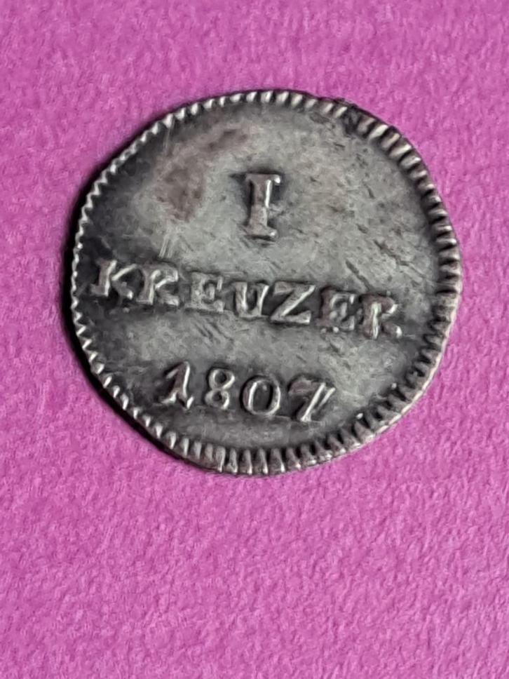 1807 Duitsland Hessen-Darmstadt 1 kreuzer in zilver, schaars, Postzegels en Munten, Munten | Europa | Niet-Euromunten, Losse munt