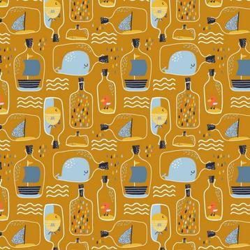 Promo! 60911) 140x50cm katoen boodschap fles oker klimt beschikbaar voor biedingen