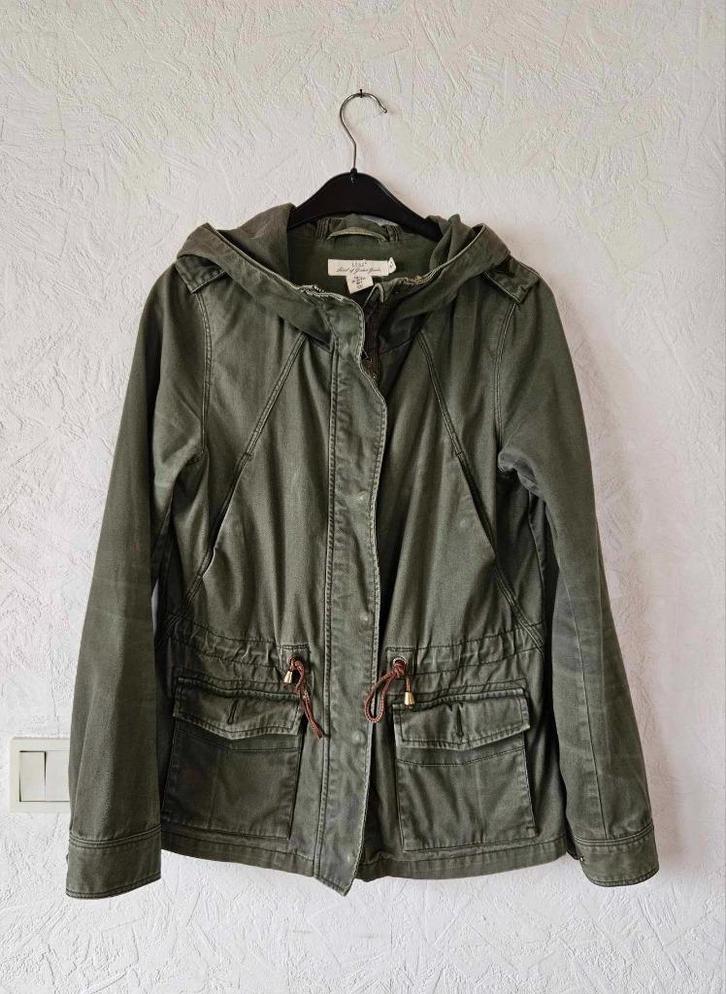 Veste H&M en toile kaki capuche taille S, Kleding | Dames, Jassen | Zomer, Gedragen, Maat 36 (S), Ophalen of Verzenden