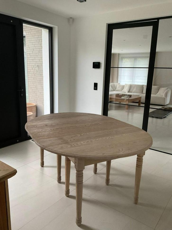 Zeer mooie gezandstraalde modulaire tafel (Eik), Huis en Inrichting, Tafels | Eettafels, Gebruikt, 100 tot 150 cm, 200 cm of meer