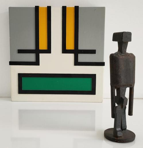 RELIËF (geometrische abstractie) /kunstwerk met monogram, Antiek en Kunst, Kunst | Schilderijen | Abstract, Ophalen
