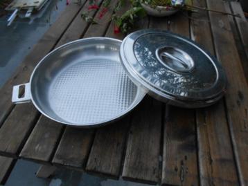 Poêle à frire Demeyere en inox 18/10 Ø 22 cm avec couvercle, Inox, Enlèvement ou Envoi, Comme neuf, Poêle à frire ou Sauteuse