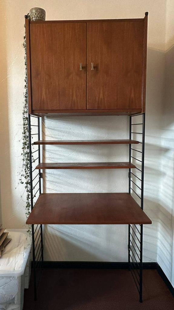 Vintage mid-century wall unit desk, Huis en Inrichting, Kasten | Wandmeubels, Zo goed als nieuw, 200 cm of meer, Minder dan 150 cm