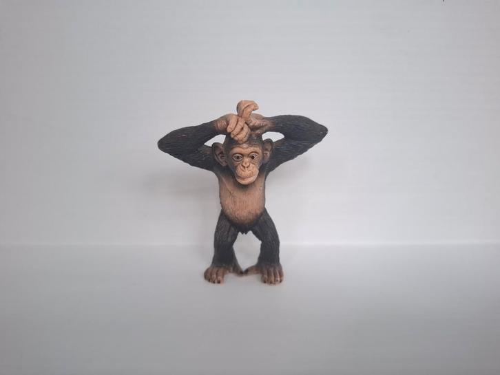 Schleich dier aap Jonge chimpansee set 14680, Verzamelen, Dierenverzamelingen, Gebruikt, Beeldje of Figuurtje, Wild dier, Ophalen of Verzenden
