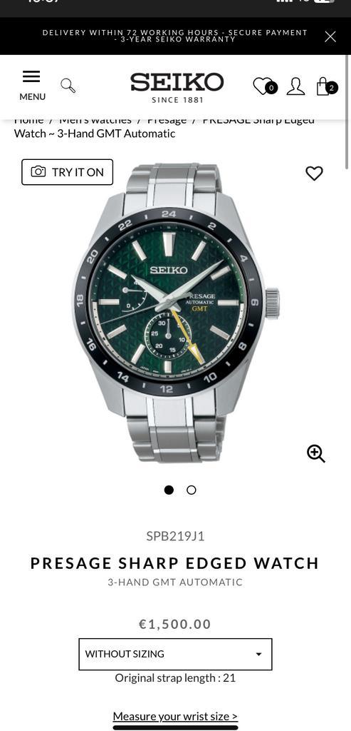 Seiko Gmt Sharp Edged Vert Automatique, Bijoux, Sacs & Beauté, Montres | Hommes, Comme neuf, Seiko, Enlèvement ou Envoi