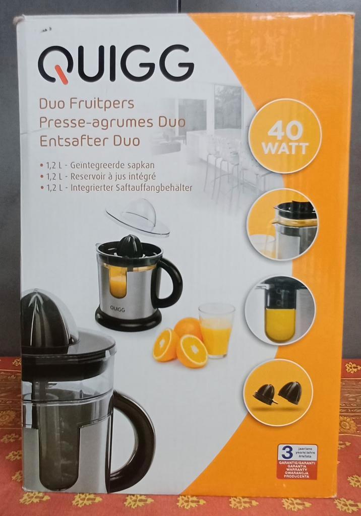 2 x QUIGG DUO FRUITPERSEN MET GEÏNTEGREERDE SAPKAN 1,2 L, Elektronische apparatuur, Keukenmixers, Ophalen