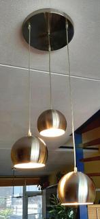 Plafondlamp met 3 metalen Space Age bollen, Ophalen of Verzenden, Zo goed als nieuw, Metaal, Space Age
