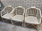 4 vintage faux bamboo rattan webbing  Baker stoelen jaren 60, Huis en Inrichting, Ophalen, Wit