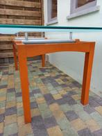 glazen tafel in kersenhout 2,00mx1,00m x0,78m, Huis en Inrichting, Ophalen, Gebruikt, Kersenhout
