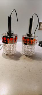 Vintage cluster hanglampen,2 stuks, Ophalen of Verzenden, Zo goed als nieuw, Glas, Minder dan 50 cm