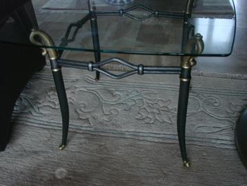 vintage: salon-bijzet tafel brons-glas nieuw beschikbaar voor biedingen