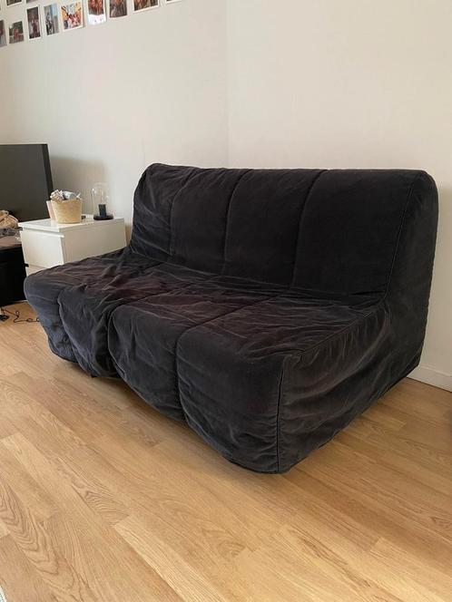Canapé-lit IKEA LYCKSELE LÖVÅS, Huis en Inrichting, Slaapkamer | Slaapbanken, Gebruikt, 140 cm, Tweepersoons, Beige, Zwart, Ophalen