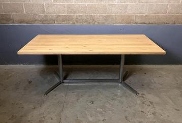 Vintage Eettafel Chroom Massief Eiken beschikbaar voor biedingen