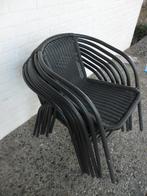 Witte leren krukken en tuinstoelen, Ophalen, Gebruikt, Metaal, Stapelbaar