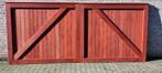 houten padouk poort beedte 424cm hoogte 184cm dikte 6,8cm, 200 cm ou plus, Portail battant, Comme neuf, Bois