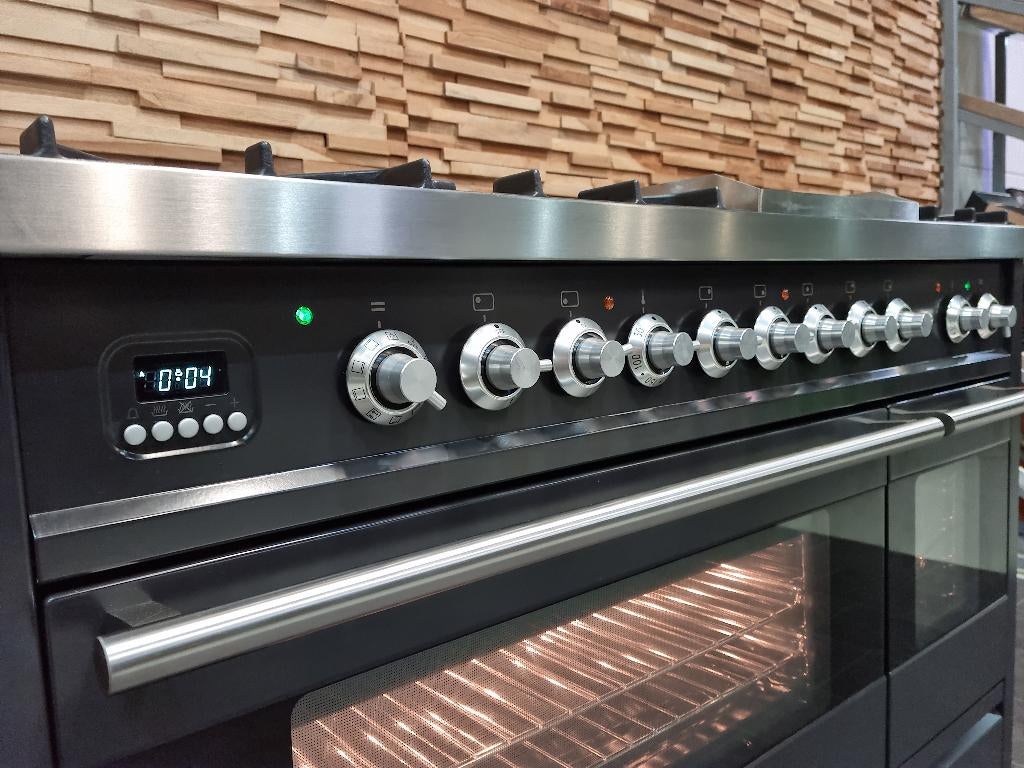 🔥Luxe Boretti Fornuis 120cm antraciet + rvs 7 pits Frytop, Gaz, Classe énergétique A ou plus économe, Comme neuf, Enlèvement