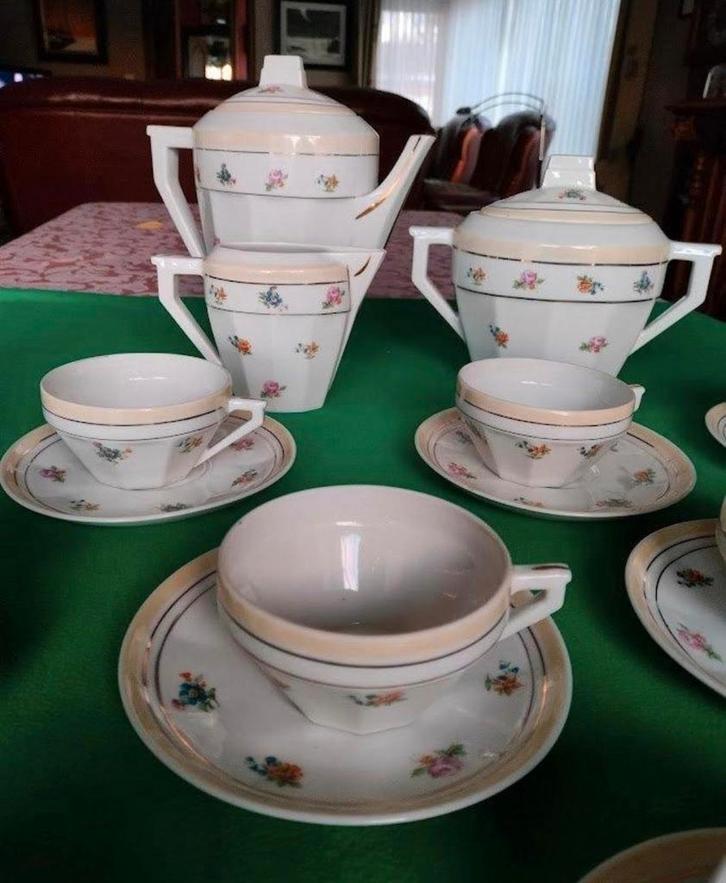 Vintage art déco koffie- of theeservies Massé & Surget, Antiek en Kunst, Antiek | Servies compleet, Ophalen of Verzenden