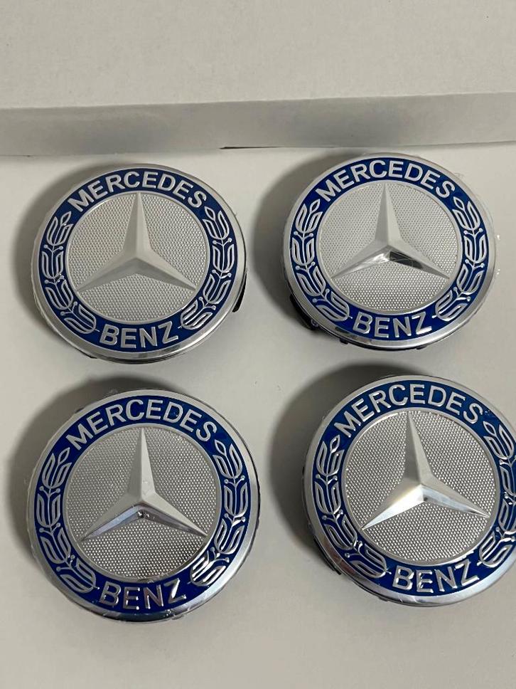 Mercedes Naafdoppen 75mm Set van 4 Velgdoppen centre cap AMG, Auto diversen, Wieldoppen, Nieuw, Verzenden