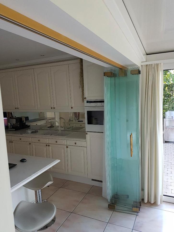 Glazen opvouwbare wand voor terras en binnenruimte, Doe-het-zelf en Bouw, Glas en Ramen, Zo goed als nieuw, Veiligheidsglas, Ophalen