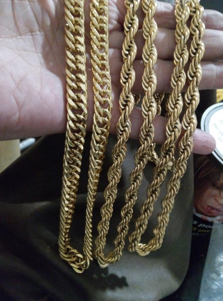 Drie heren macho halsketting 18k & 24k goud gold filled, Handtassen en Accessoires, Ophalen of Verzenden, Goud, Goud