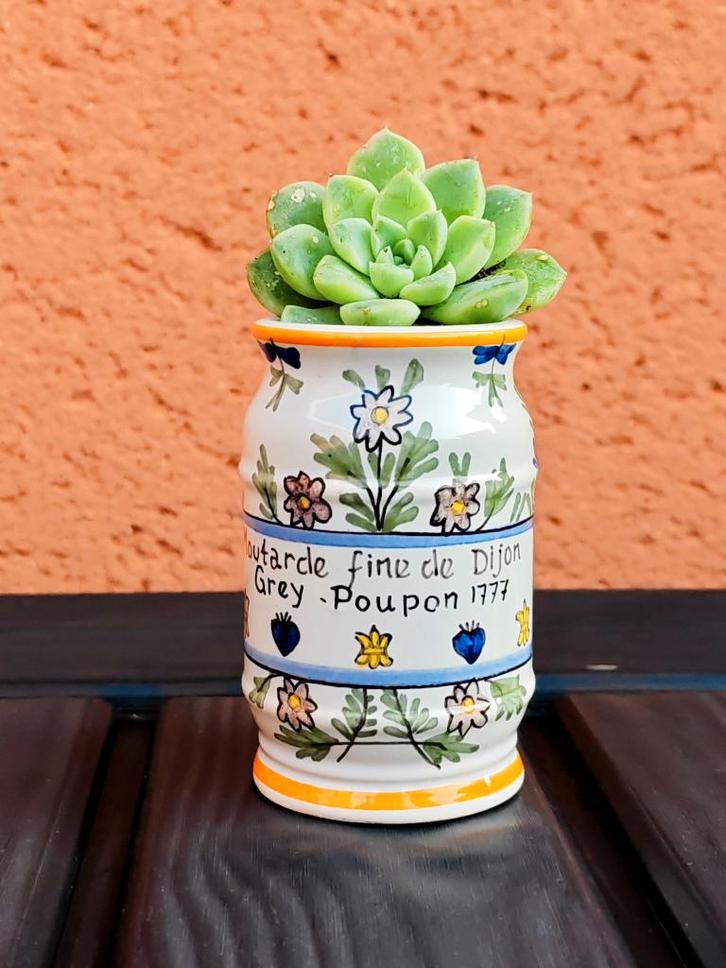 Moutardier Poupon Dijon gris vintage peint à la main, Antiquités & Art, Curiosités & Brocante, Enlèvement ou Envoi