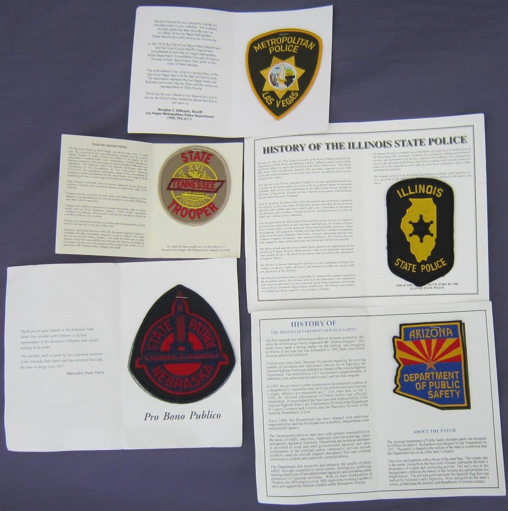 USA police patches State/Highway patrol, Collections, Objets militaires | Général, Autres, Enlèvement ou Envoi