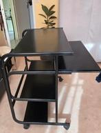 Table pc métallique noir sur roulettes., Maison & Meubles, Bureaux, Enlèvement, Avec roues, Comme neuf, Bureau