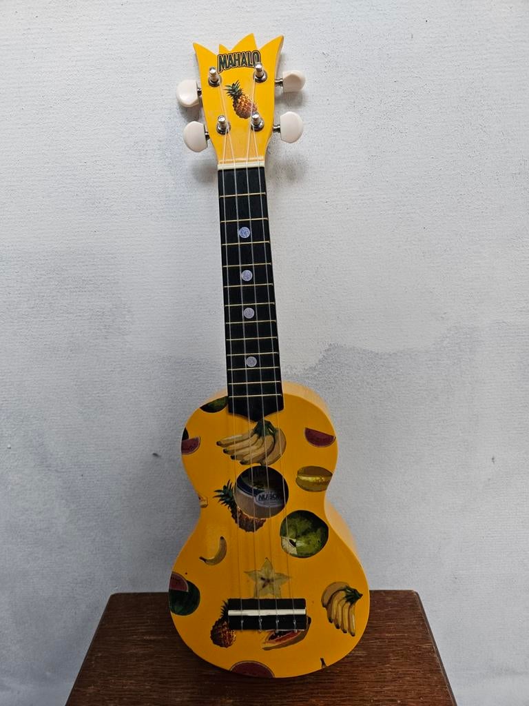 Ukulele met fruit tekeningen in hout, Muziek en Instrumenten, Ophalen, Zo goed als nieuw, Overige typen