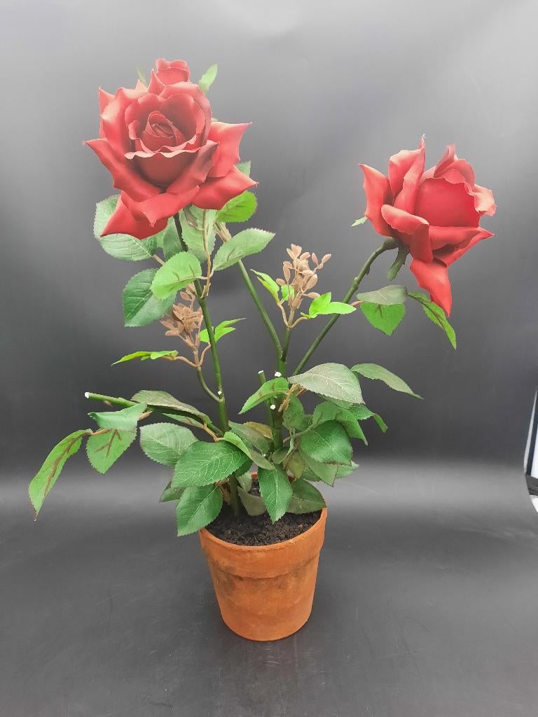 pot met rode rozen, net echt, Neuf, 55 cm, Enlèvement ou Envoi, Intérieur