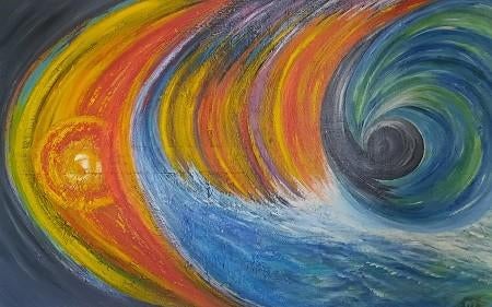 APART! KLEURRIJK GROOT!! CANVAS, Antiek en Kunst, Kunst | Schilderijen | Abstract, Ophalen of Verzenden