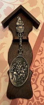 Vintage wandhanger + zware tinnen sierlepel – Alpen tafereel, Enlèvement ou Envoi