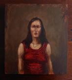 Schilderijtje van Jonge Vrouw - Olieverf, Antiek en Kunst, Ophalen of Verzenden