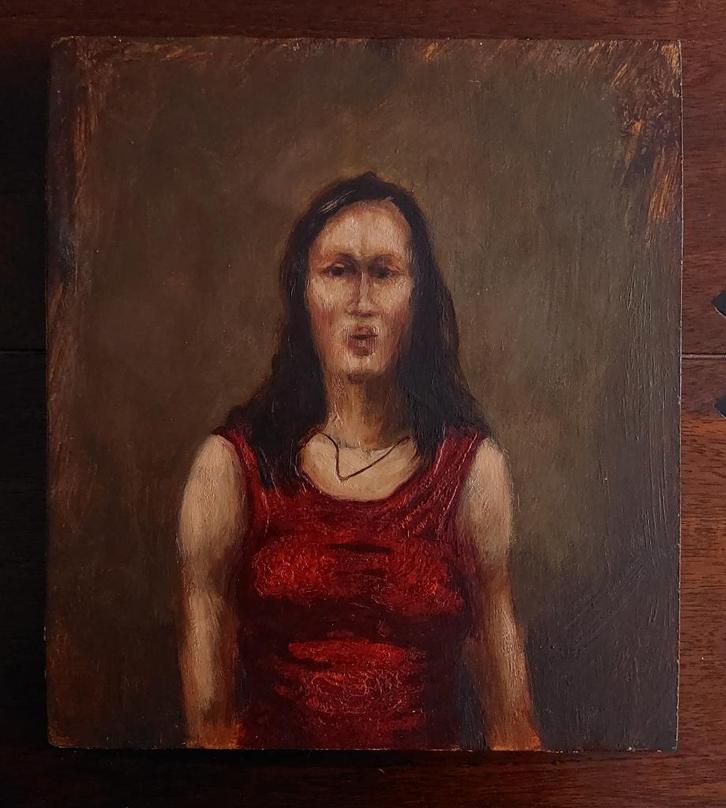 Schilderijtje van Jonge Vrouw - Olieverf, Antiek en Kunst, Kunst | Schilderijen | Klassiek, Ophalen of Verzenden