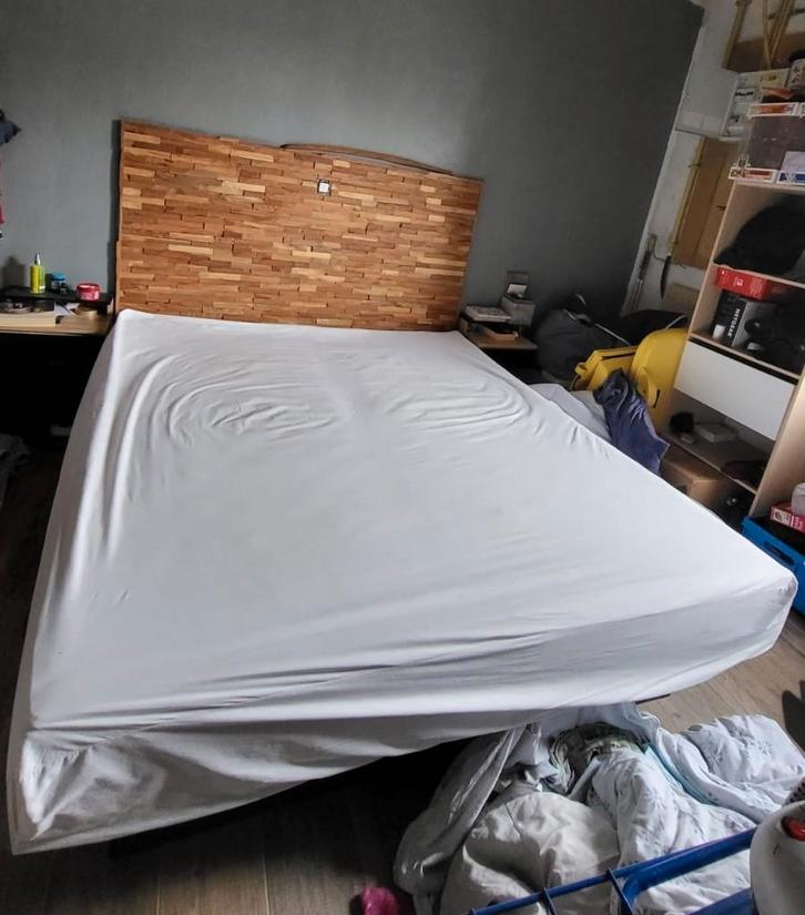 lit a eau, Huis en Inrichting, Slaapkamer | Bedden, Zo goed als nieuw, Tweepersoons, 180 cm, 210 cm, Hout, Wit, Ophalen