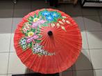 Handgeschilderde Aziatische parasol - Bamboe - vintage look, Ophalen of Verzenden
