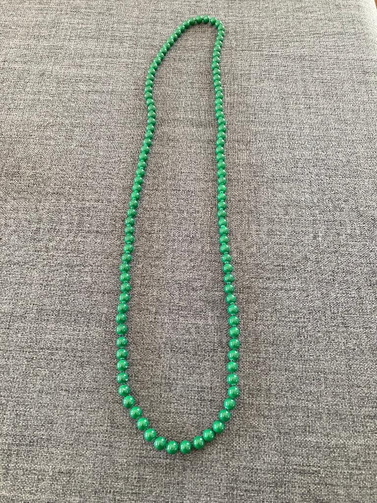 Groene lange halsketting, Ophalen of Verzenden, Zo goed als nieuw, Groen, Overige materialen
