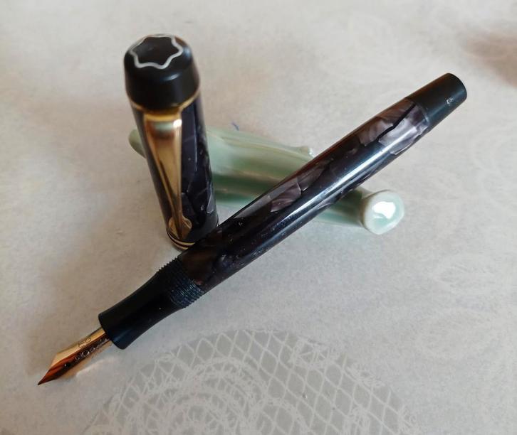 Stylo plume 1936 Montblanc Simplo 322 celluloïd or 14cts F, Collections, Stylos, Stylo