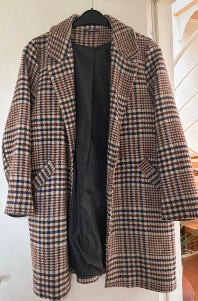 Superbe veste mi-longue à carreaux - taille L, Enlèvement ou Envoi, Comme neuf, Taille 42/44 (L)